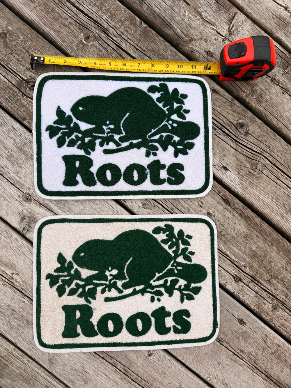 Vintage Roots Canada Oversized Chenille Patch Lot (Set of 2) - Large Beaver Logo